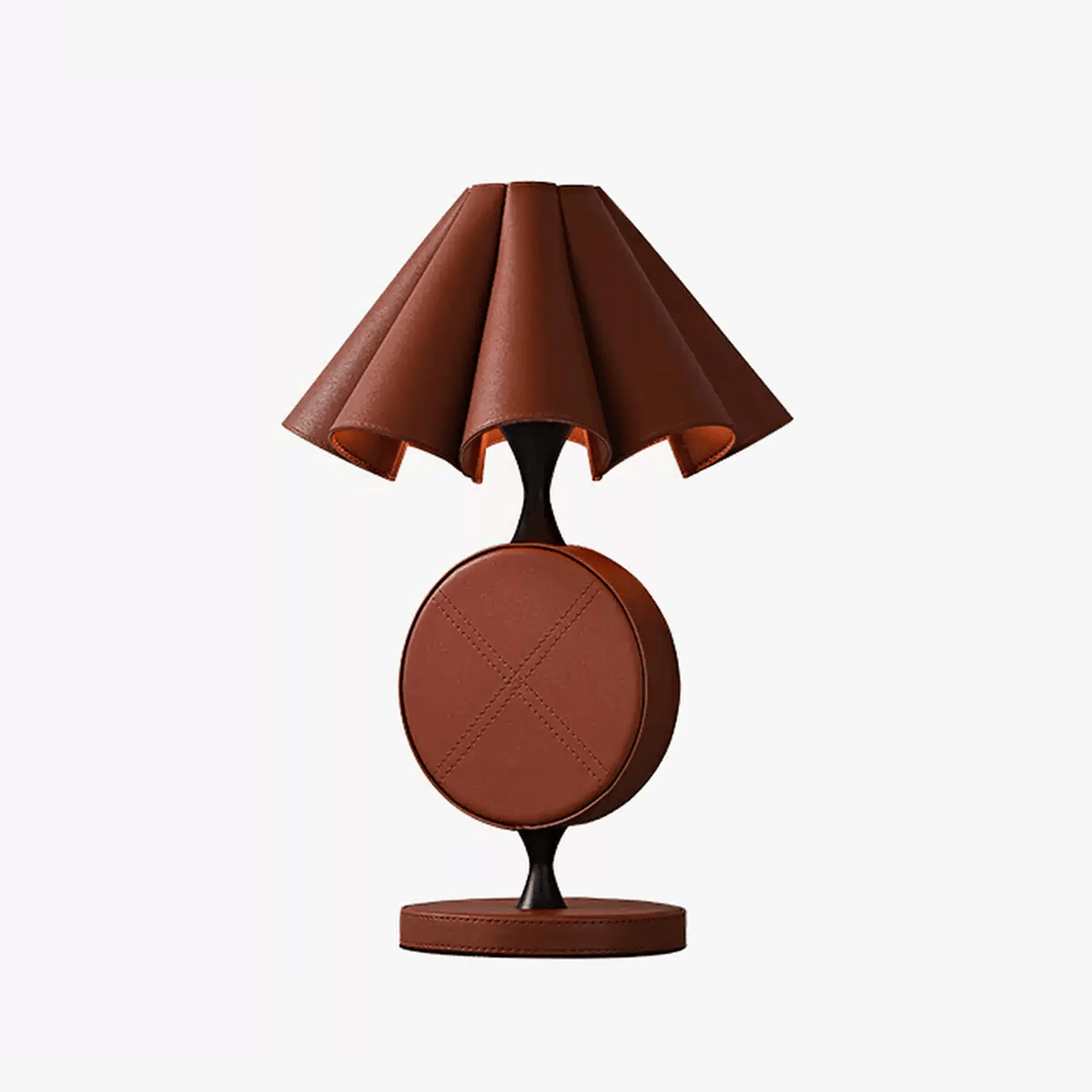 Saddle Stitch Table Lamp by Tavilume - leather medium table lamp, view 1
