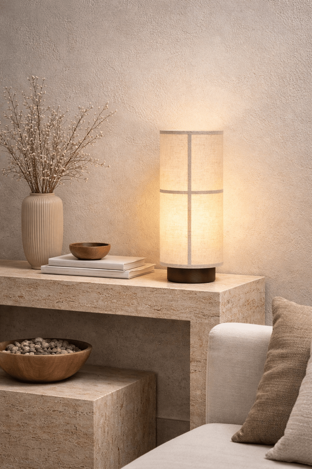 Kanso Glow USB-Powered Table Lamp by Tavilume - wood small table lamp, view 3