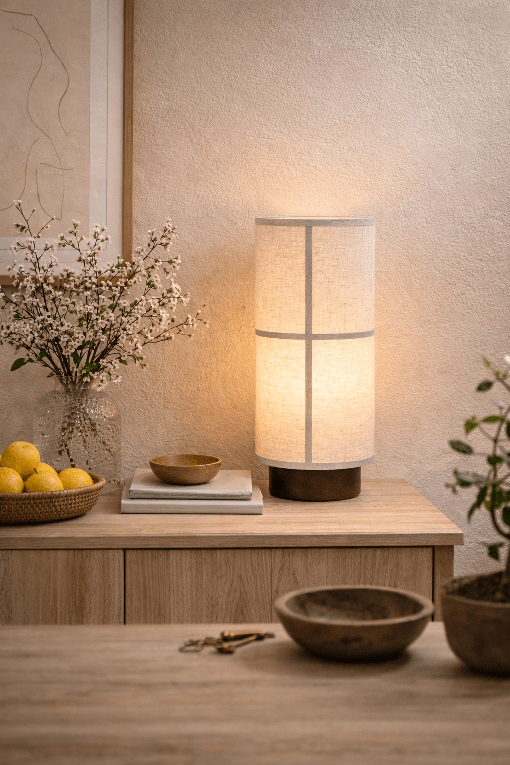 Kanso Glow USB-Powered Table Lamp by Tavilume - wood small table lamp, view 2