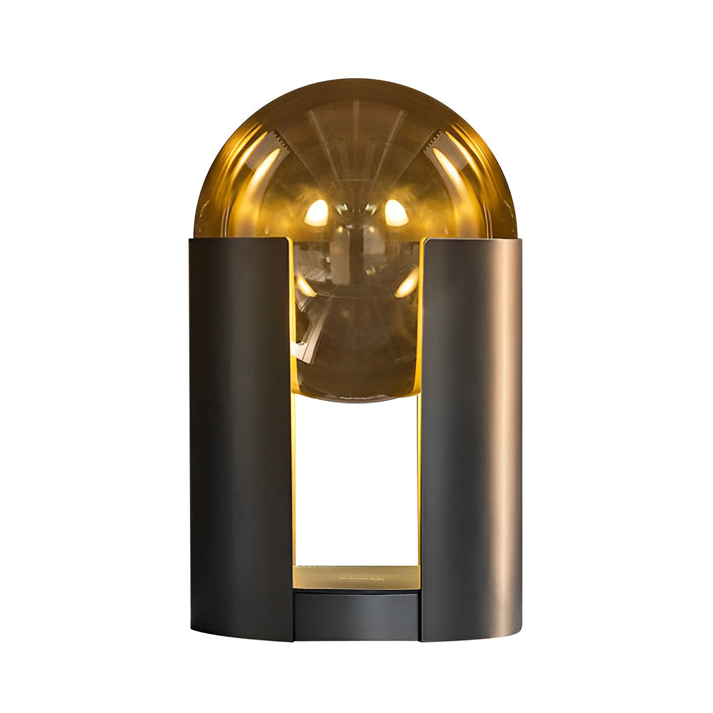 Dia 9.8 inch Amber Glass Ball Shade and Black Softwing Lamp by Tavilume - glass small table lamp, view 4