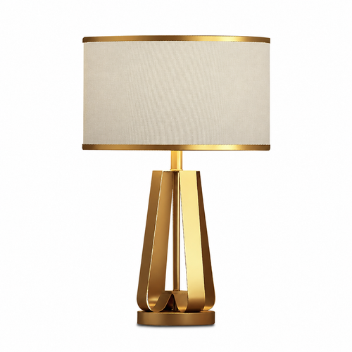 22 inch 1-Light Golden Faux Silk and Brass Geometric Table Lamp by Tavilume - brass medium table lamp, view 10