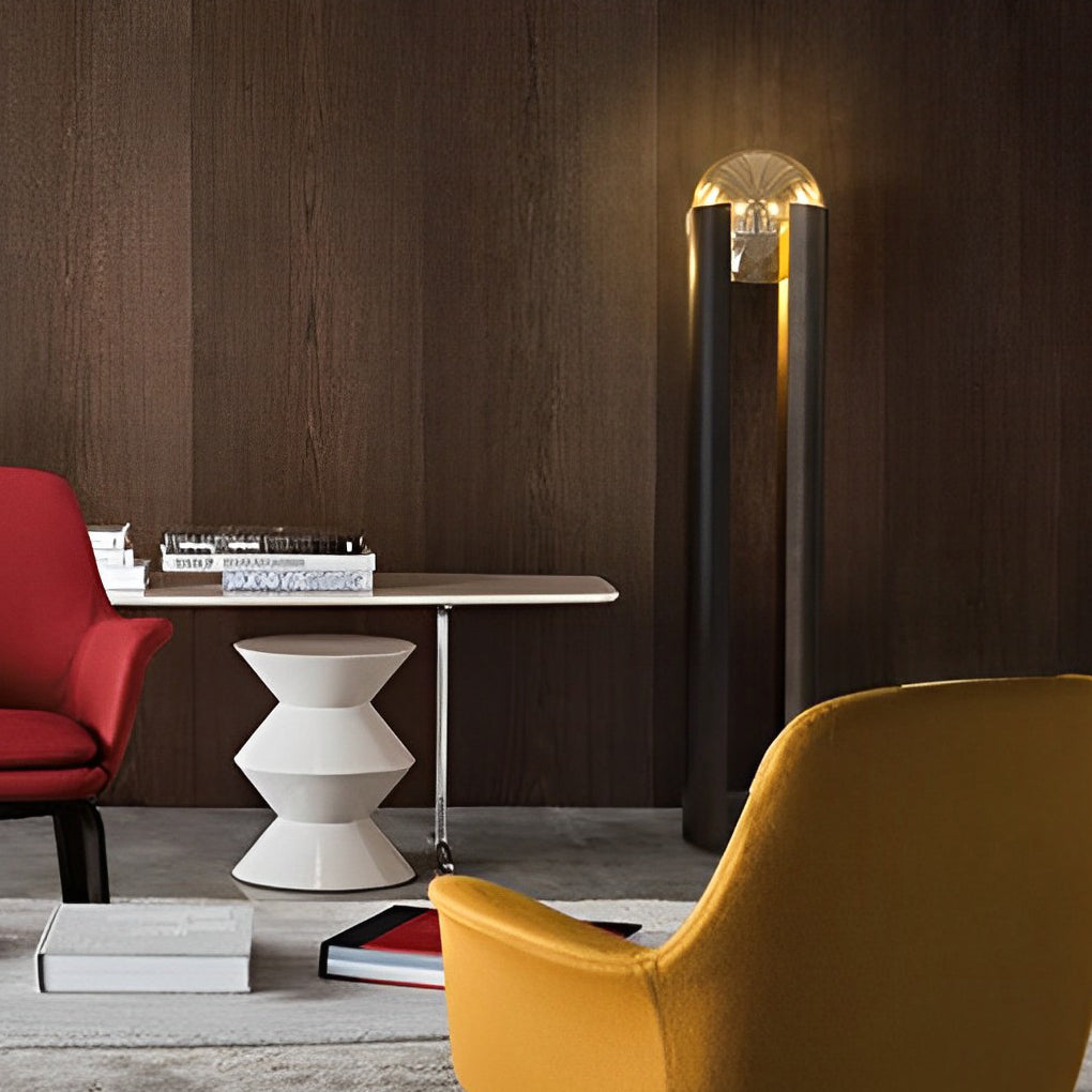 Dia 9.8 inch Amber Glass Ball Shade and Black Softwing Lamp by Tavilume - glass small table lamp, view 3