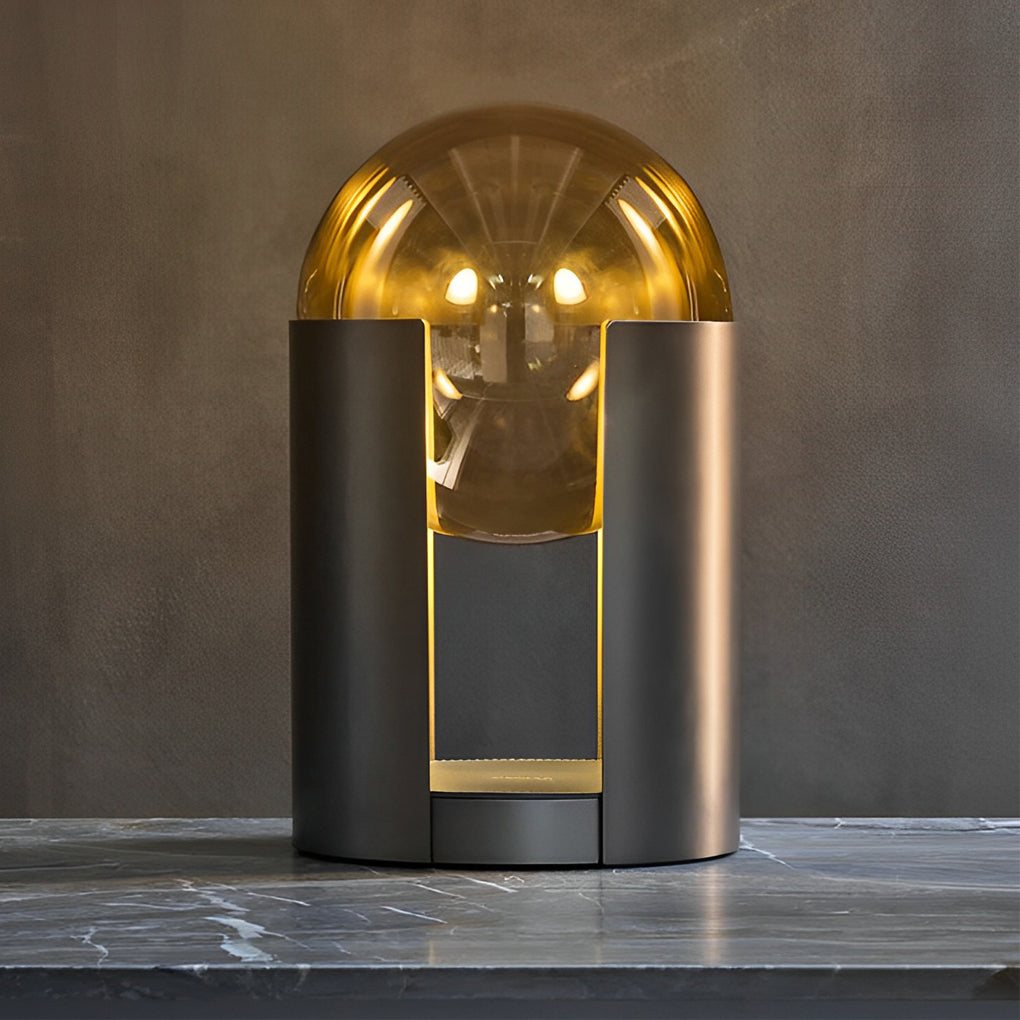 Dia 9.8 inch Amber Glass Ball Shade and Black Softwing Lamp by Tavilume - glass small table lamp, view 1