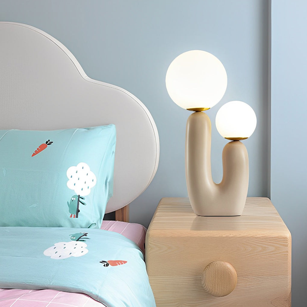 2-Light Contemporary Beige Cactus LED Accent Table Lamp by Tavilume - glass medium table lamp, view 3