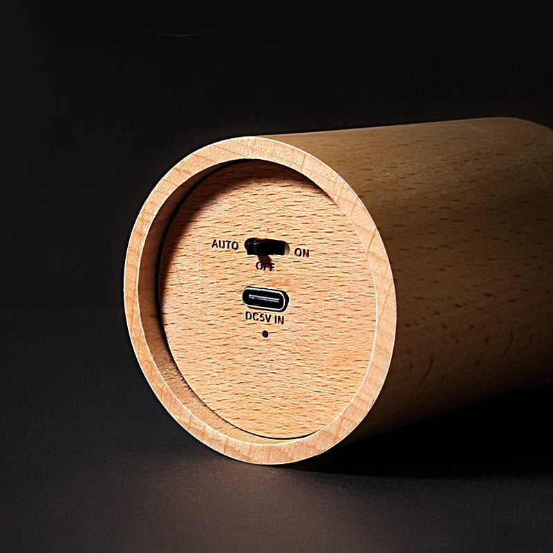 Candlelight Ambient Wood Cylinder Accent LED Table Lamp by Tavilume - wood small table lamp, view 6
