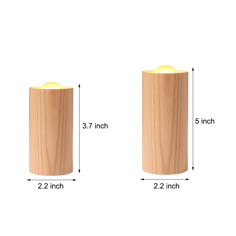 Candlelight Ambient Wood Cylinder Accent LED Table Lamp by Tavilume - wood small table lamp, view 7