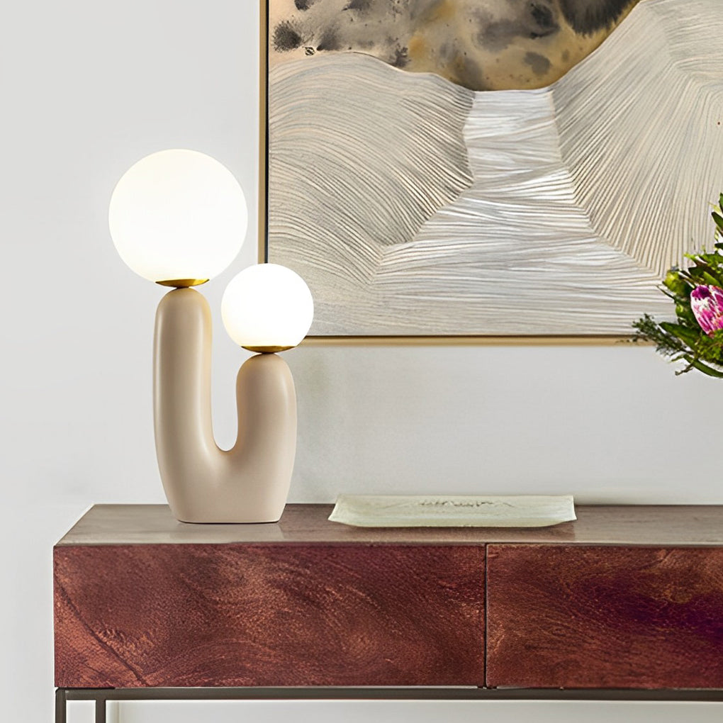2-Light Contemporary Beige Cactus LED Accent Table Lamp by Tavilume - glass medium table lamp, view 5