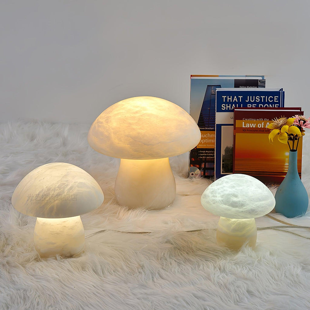 Alabaster Mushroom Table Lamp by Tavilume - alabaster small table lamp, view 16