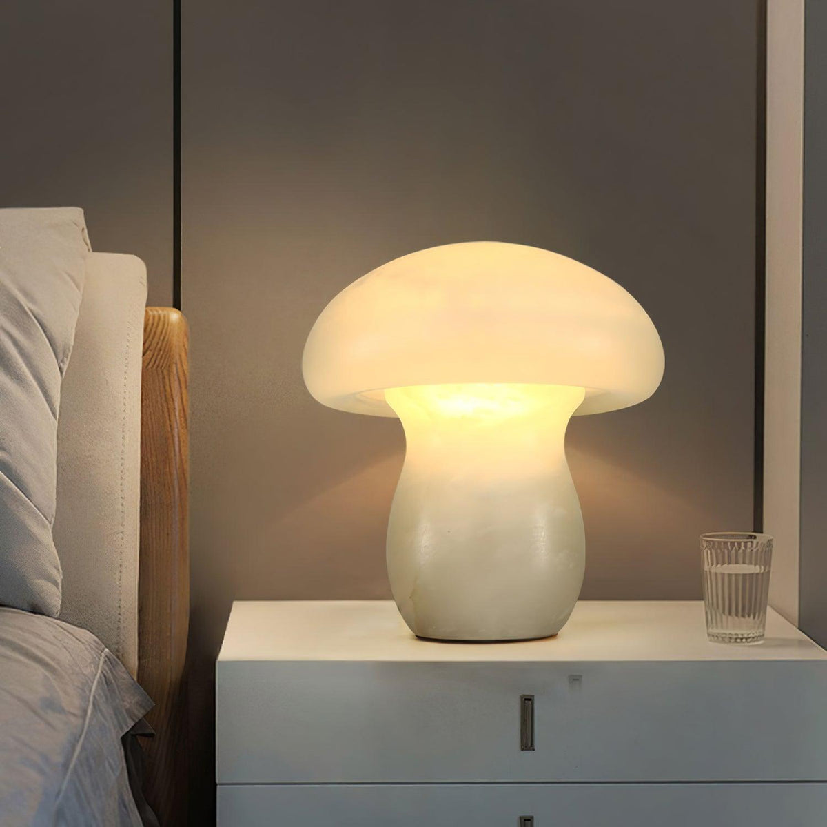 Alabaster Mushroom Table Lamp by Tavilume - alabaster small table lamp, view 17