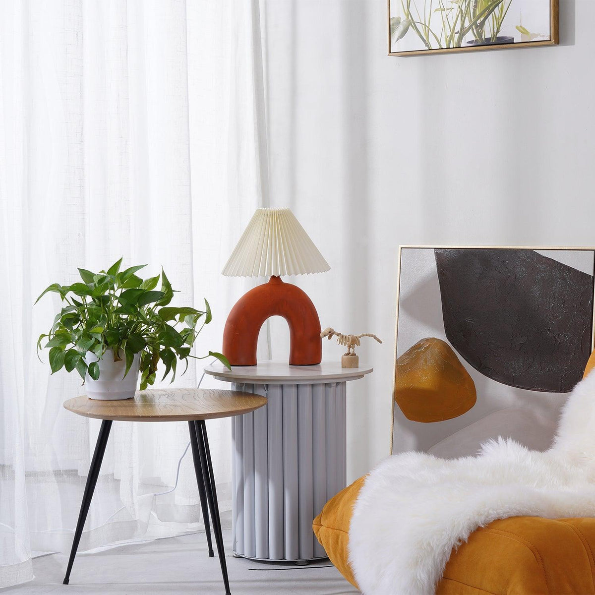 Arched Pleated Table Lamp by Tavilume - ceramic medium table lamp, view 2