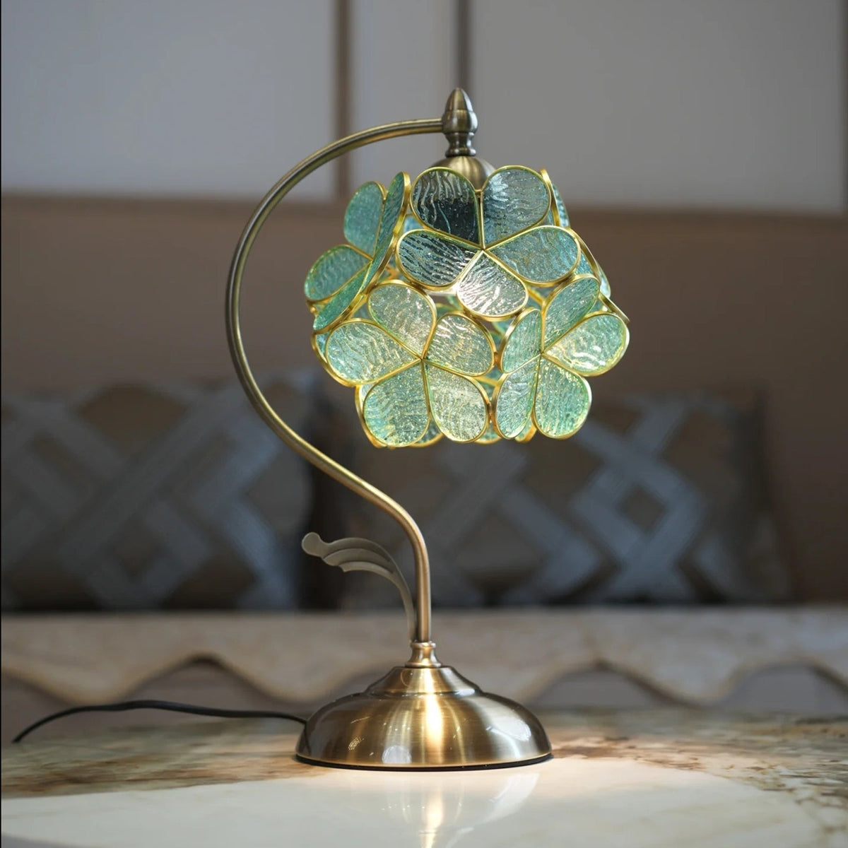 Aurelia Leaf Table Lamp by Tavilume - glass medium table lamp, view 2