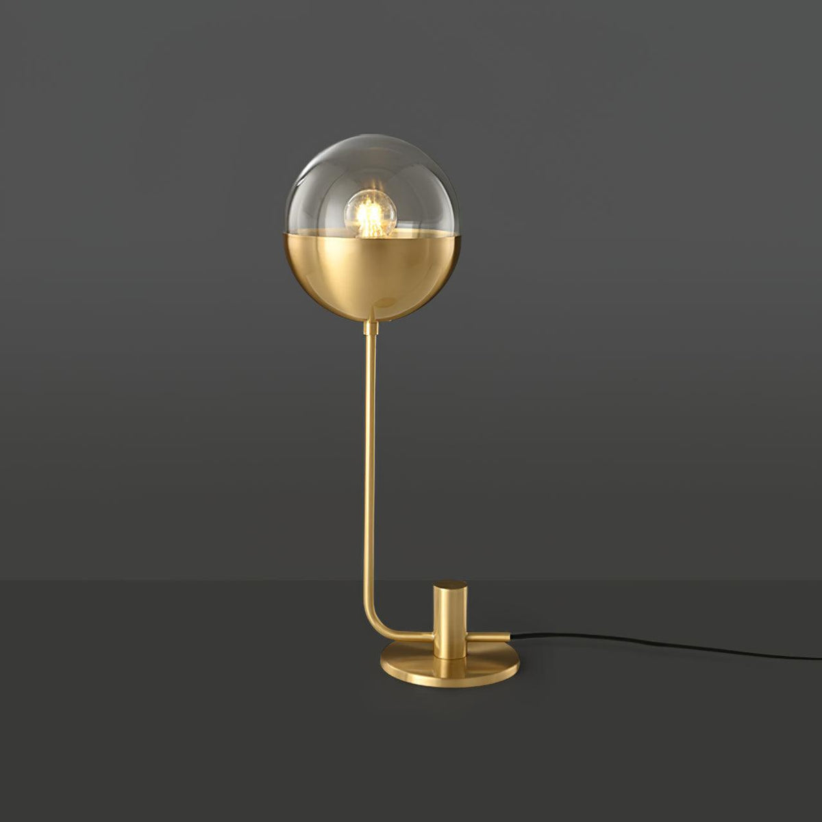 Brass Globular Table Lamp by Tavilume - glass medium table lamp, view 2