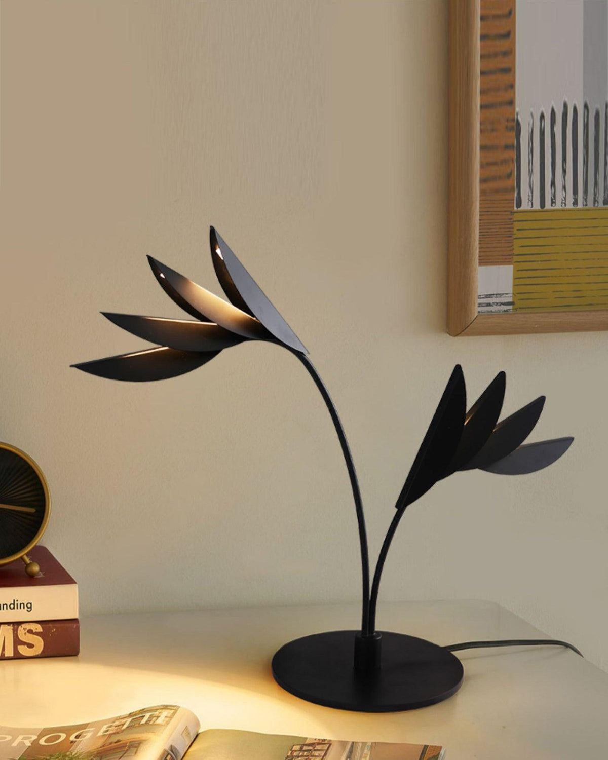 Double Leaf Table Lamp by Tavilume - iron medium table lamp, view 4
