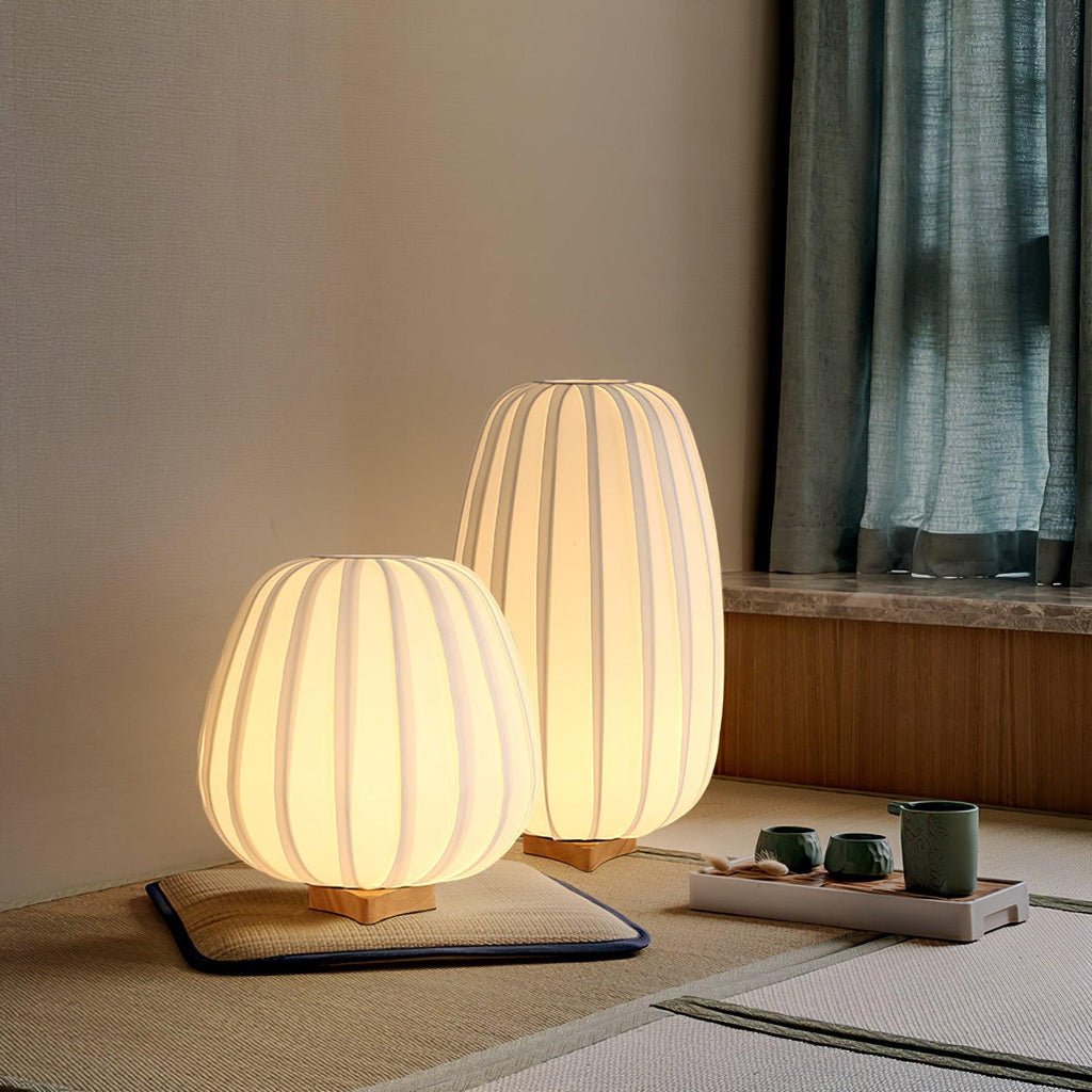 Fabric Clean-Lined Table Lamp by Tavilume - wood small table lamp, view 2