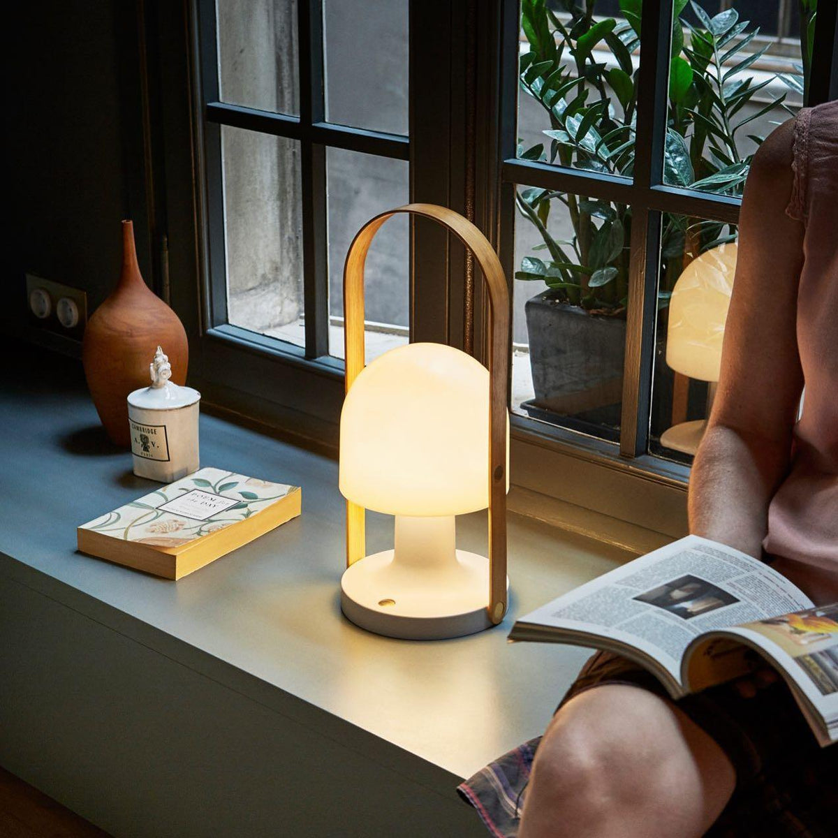 Portable Glass Corded Table Lamp by Tavilume - glass medium table lamp, view 7