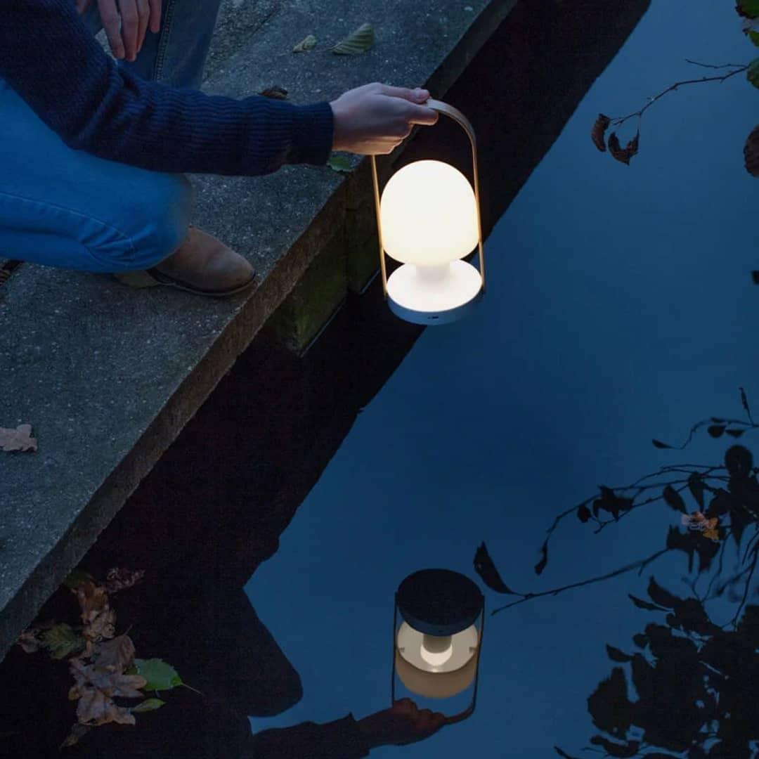 Portable Glass Corded Table Lamp by Tavilume - glass medium table lamp, view 36