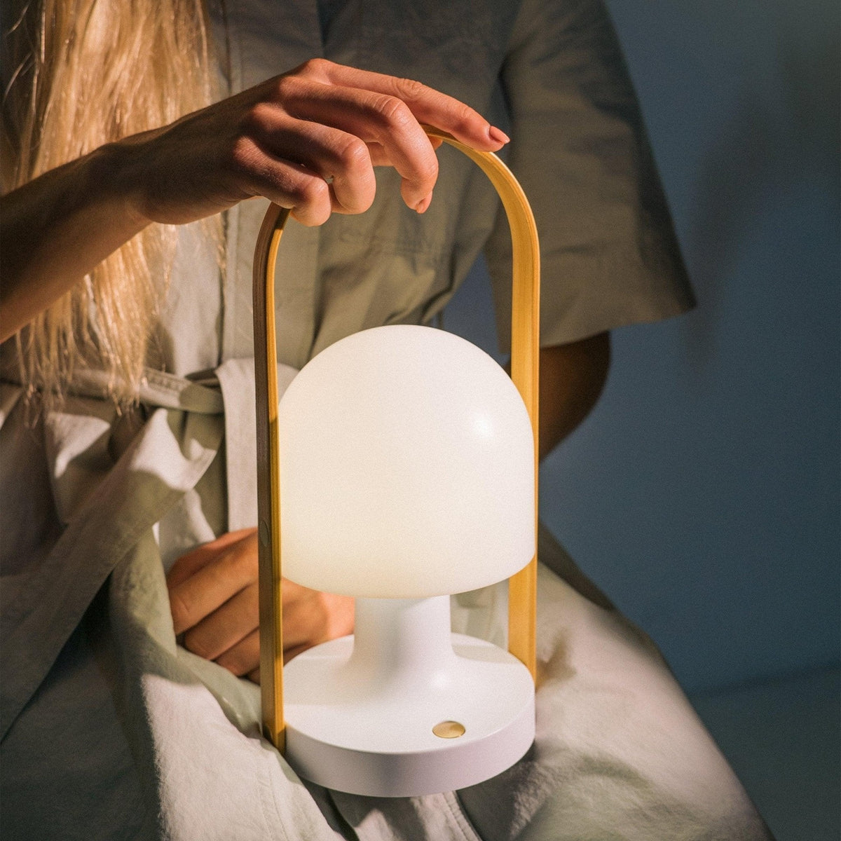 Portable Glass Corded Table Lamp by Tavilume - glass medium table lamp, view 5