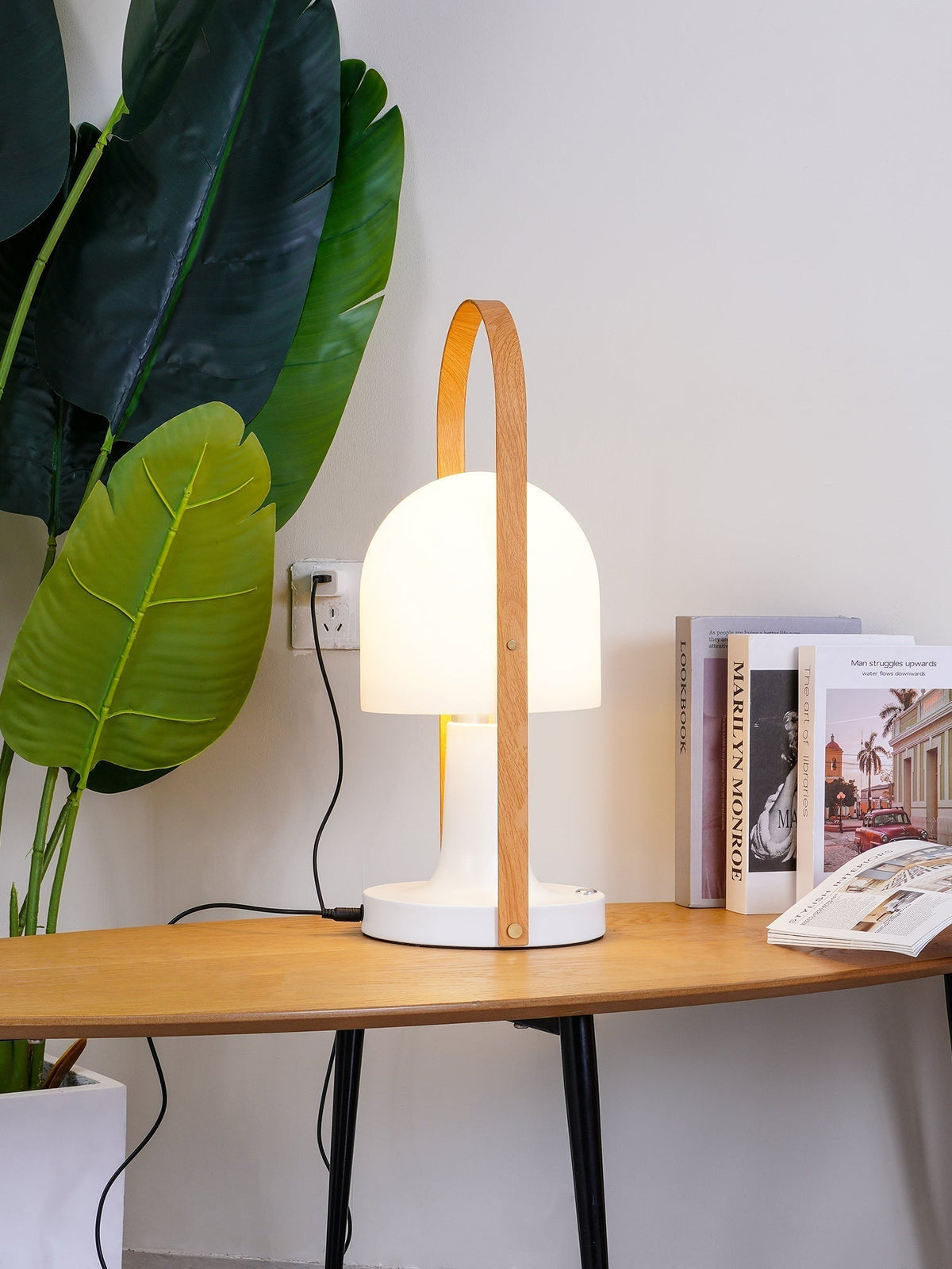 Portable Glass Corded Table Lamp by Tavilume - glass medium table lamp, view 14