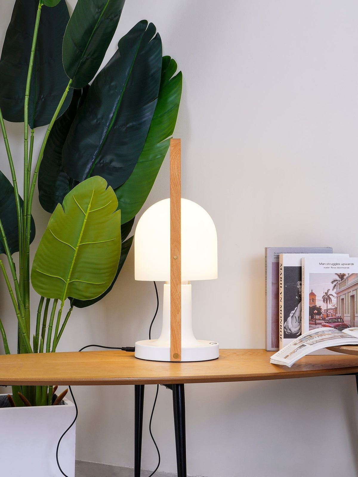 Portable Glass Corded Table Lamp by Tavilume - glass medium table lamp, view 12