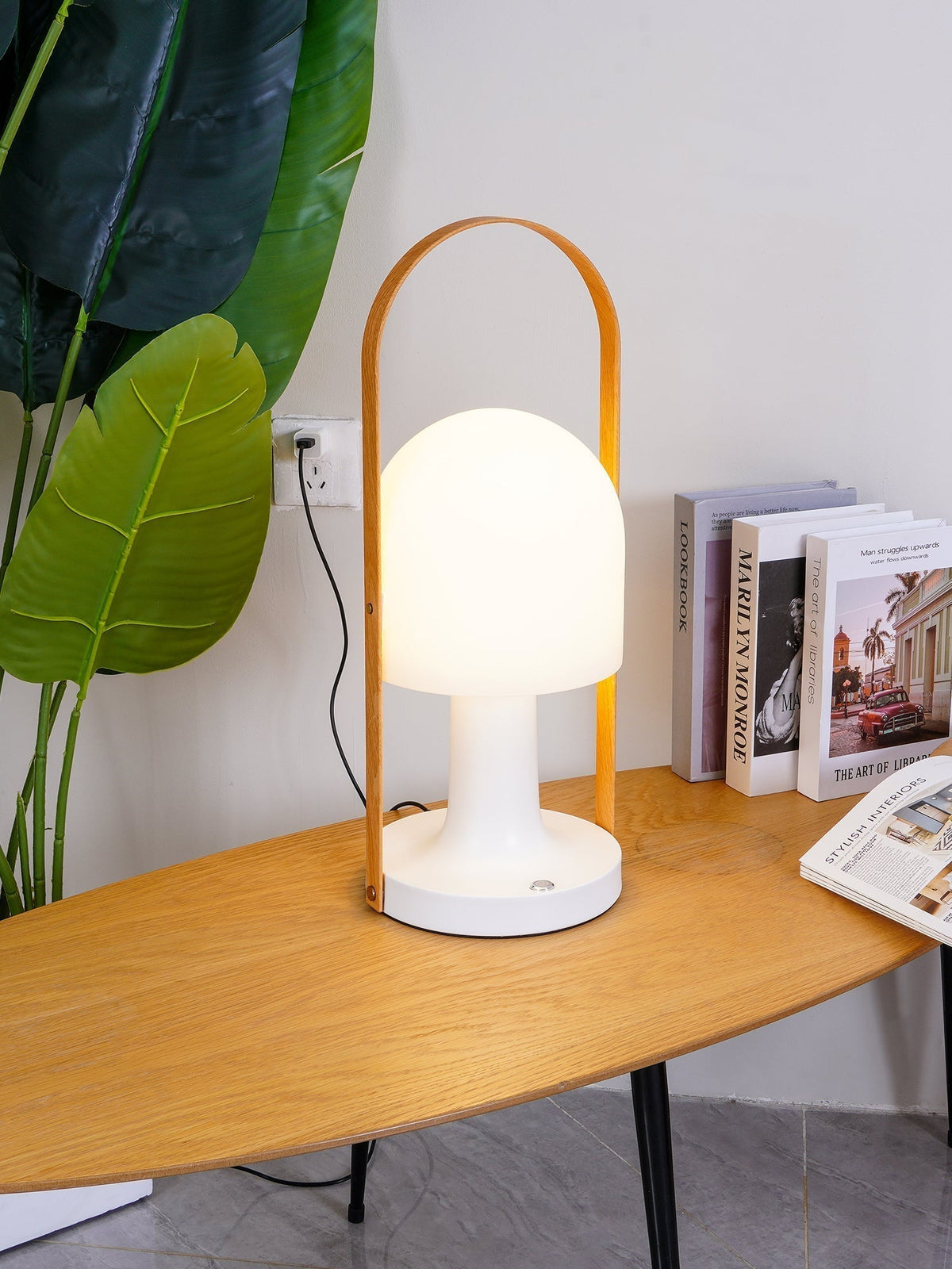 Portable Glass Corded Table Lamp by Tavilume - glass medium table lamp, view 11