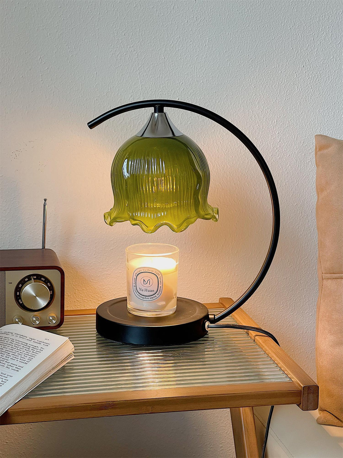 Green Aroma Table Lamp by Tavilume - glass small table lamp, view 4