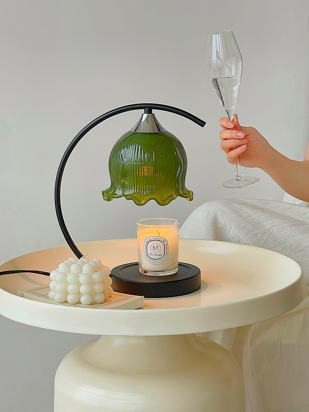 Green Aroma Table Lamp by Tavilume - glass small table lamp, view 5
