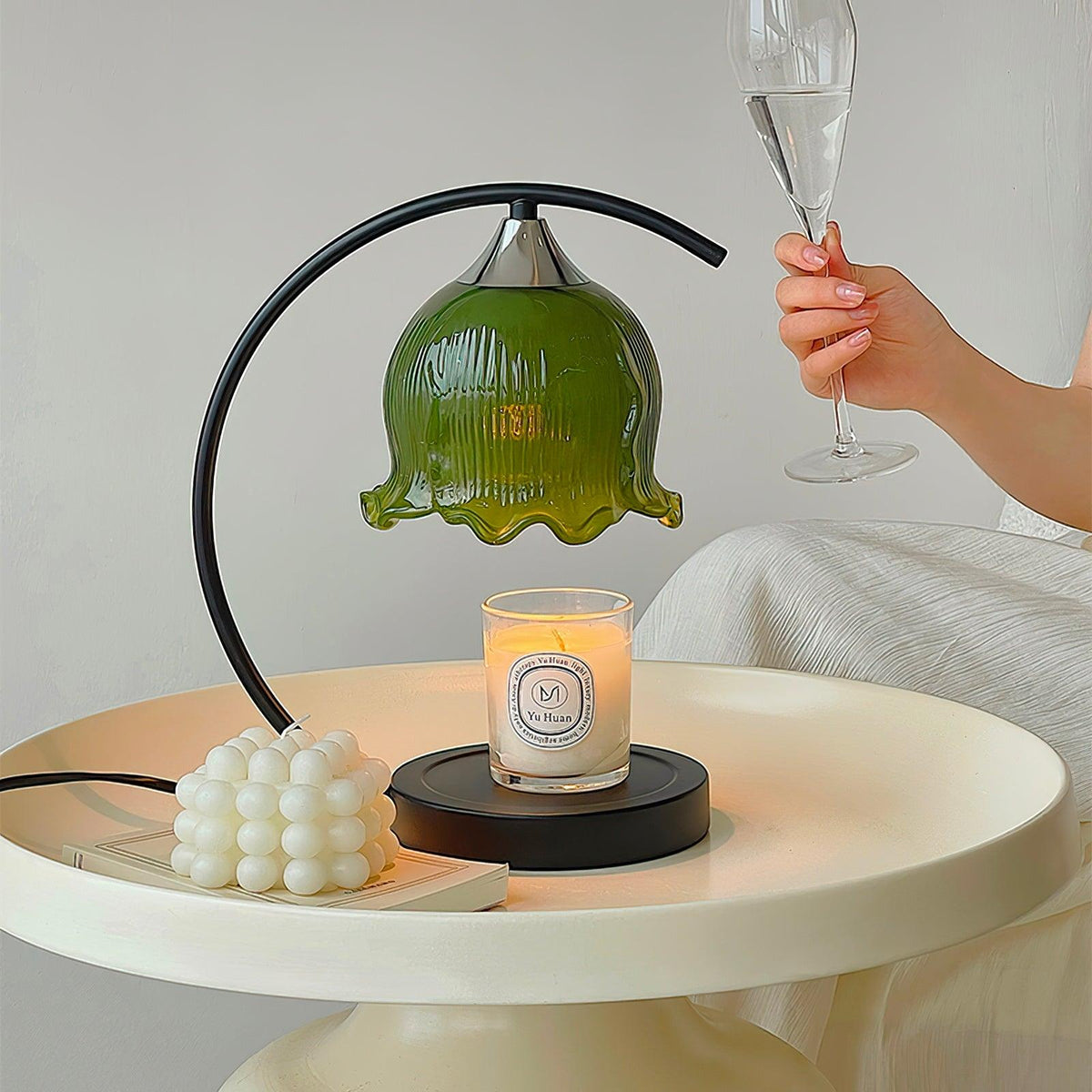 Green Aroma Table Lamp by Tavilume - glass small table lamp, view 3