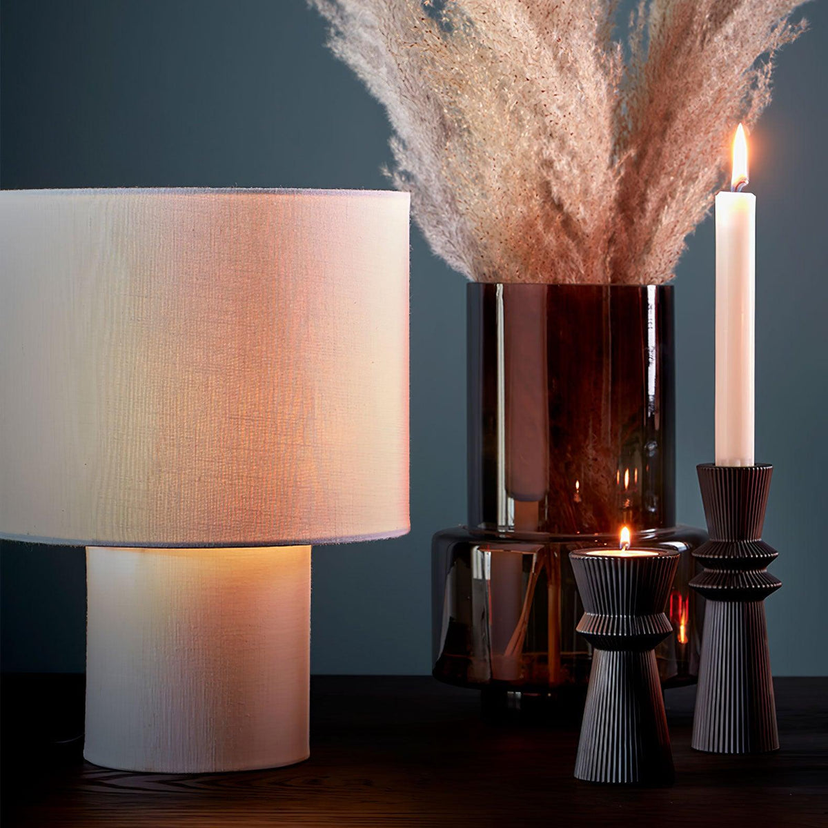 Heron Glowing Table Lamp by Tavilume - fabric medium table lamp, view 3