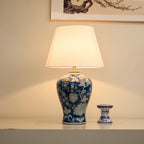 Indigo Floral Vine Ceramic Table Lamp by Tavilume - ceramic medium table lamp, view 4