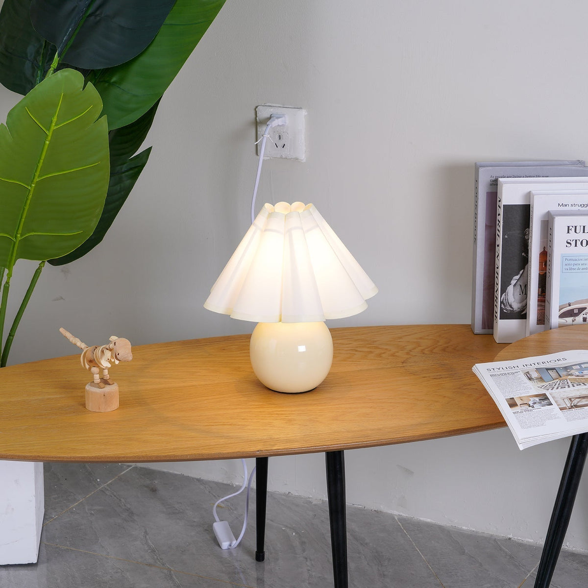 Kicsi Knife Pleat Table Lamp by Tavilume - ceramic small table lamp, view 3