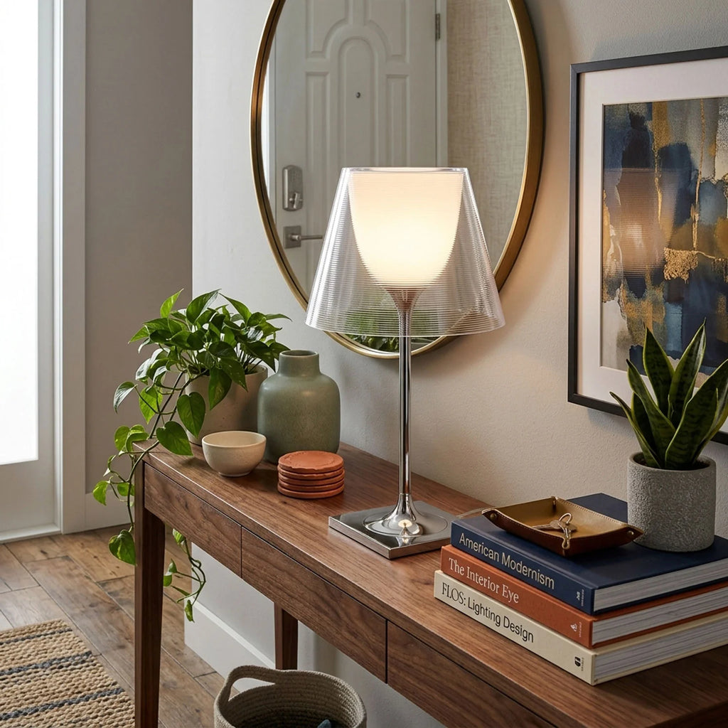 Chrome Prism Table Lamp product view 9, showing Acrylic, Iron and Clear, Smoke grey, Bronze