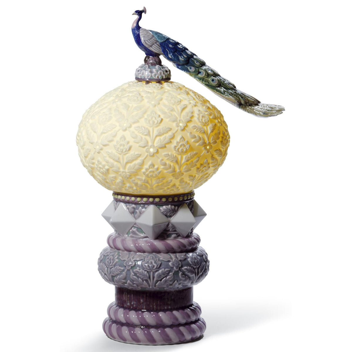 Curated Lladro Peacock 16 Inch Accent Lamp by Tavilume - porcelain medium table lamp, view 1