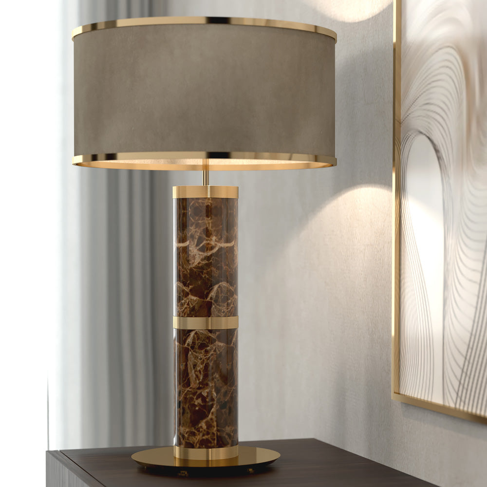 Premium Designer Emperador Marble Table Lamp by Tavilume - marble large table lamp, view 1
