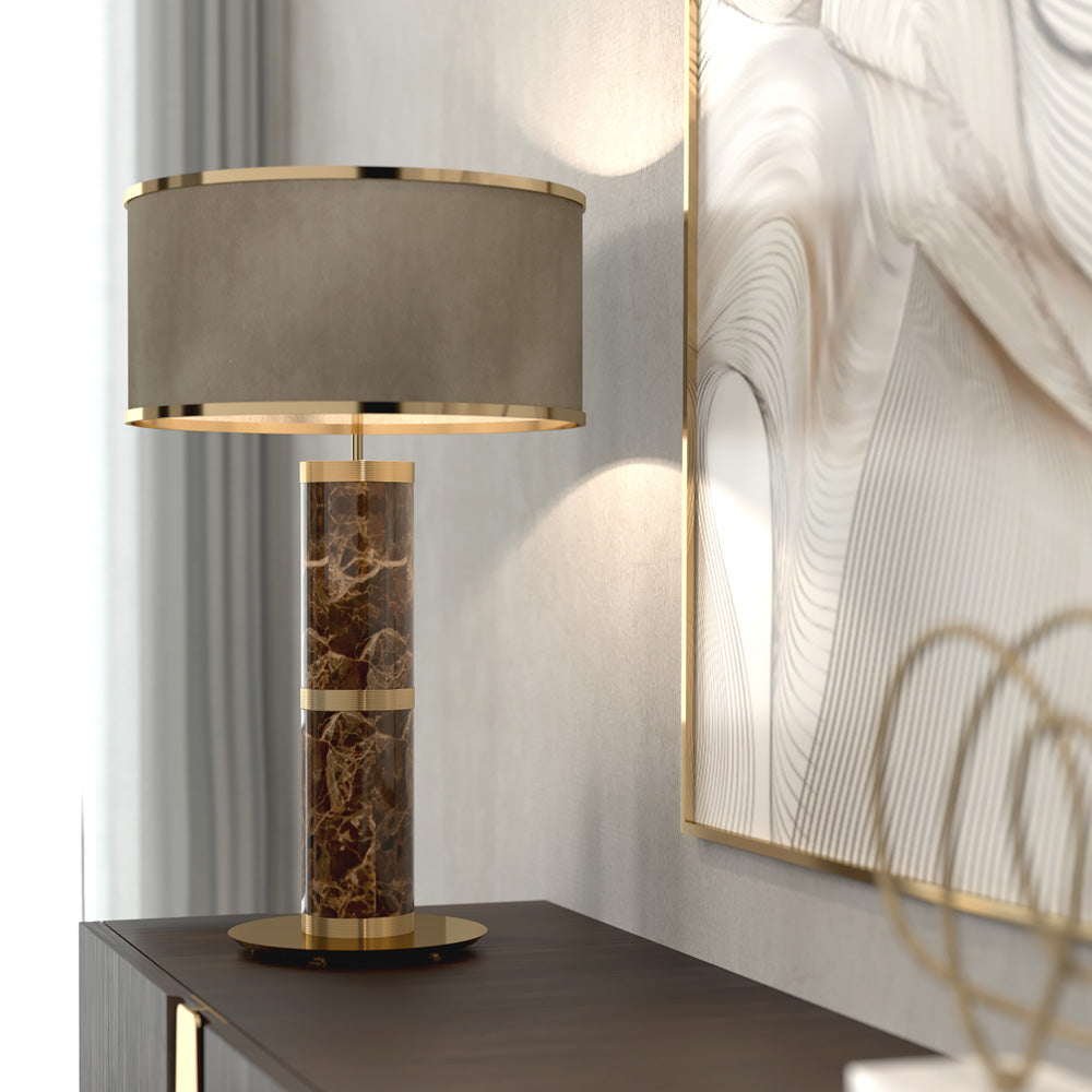Premium Designer Emperador Marble Table Lamp by Tavilume - marble large table lamp, view 4