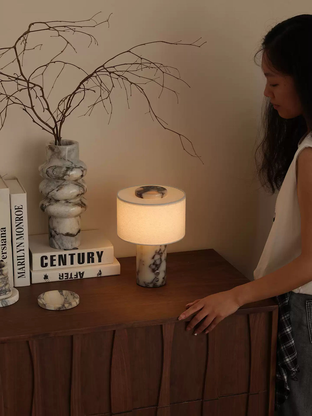 Marbella Stone Table Lamp by Tavilume - marble small table lamp, view 5