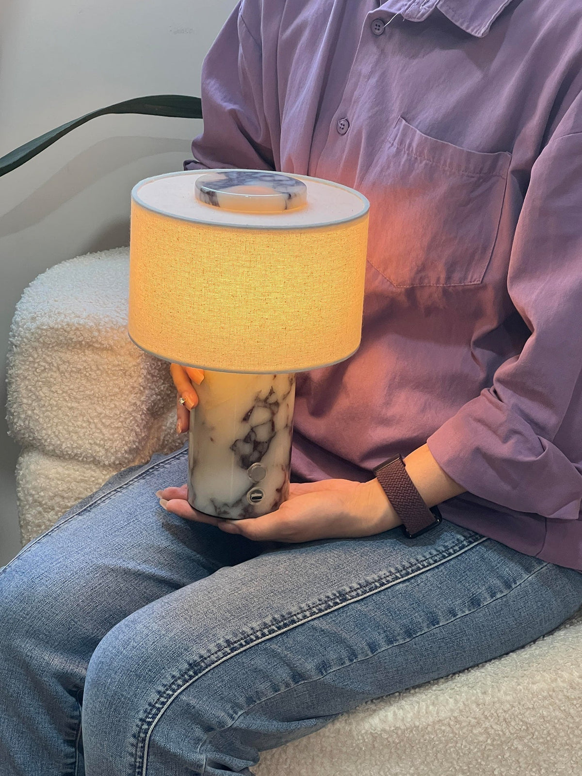 Marbella Stone Table Lamp by Tavilume - marble small table lamp, view 2