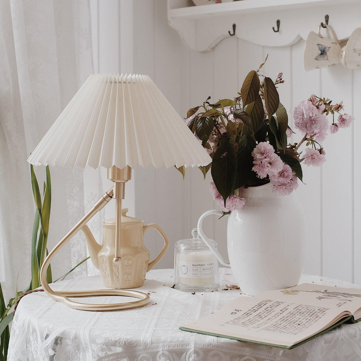 Levitate Pleated Table Lamp by Tavilume - fabric medium table lamp, view 4