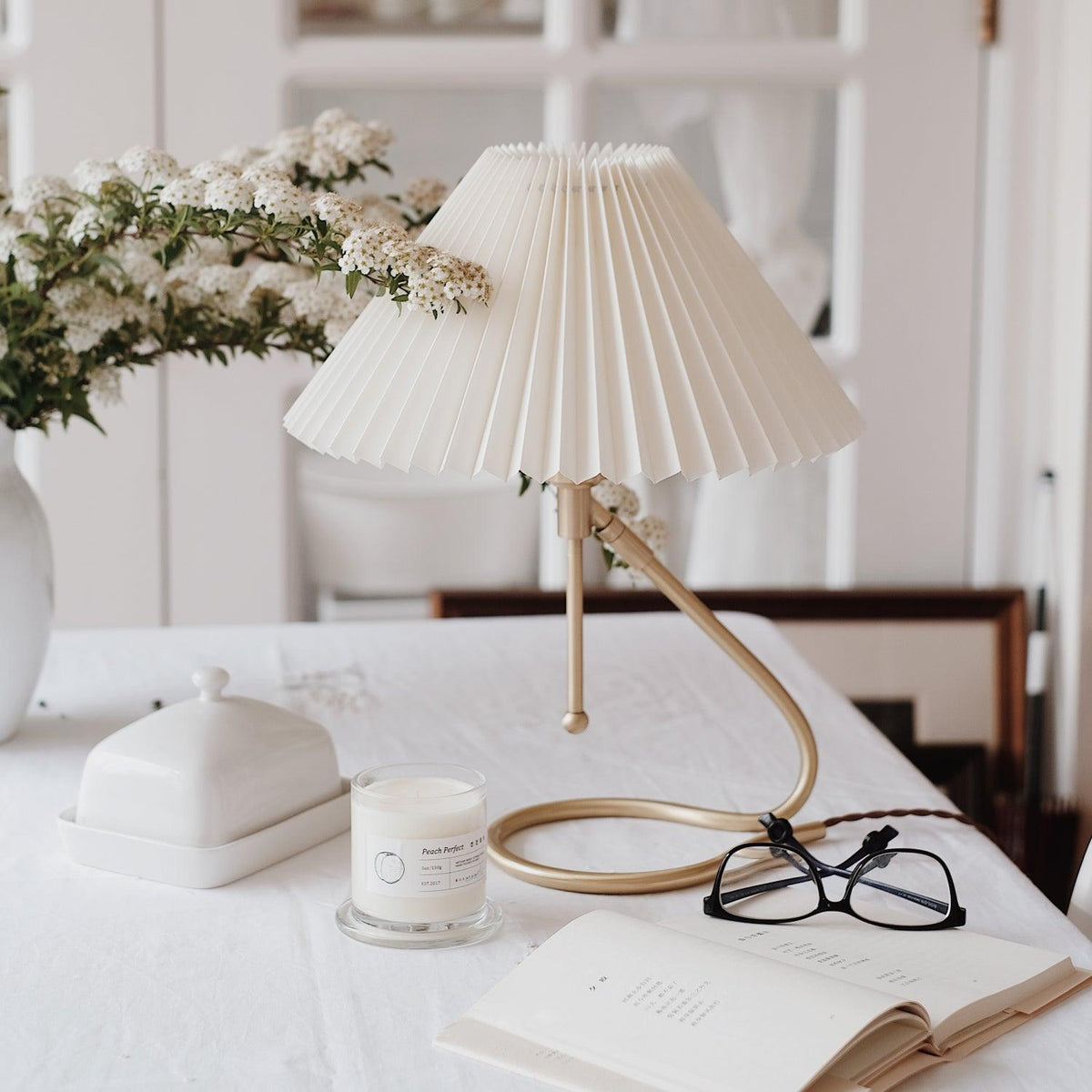 Levitate Pleated Table Lamp by Tavilume - fabric medium table lamp, view 5