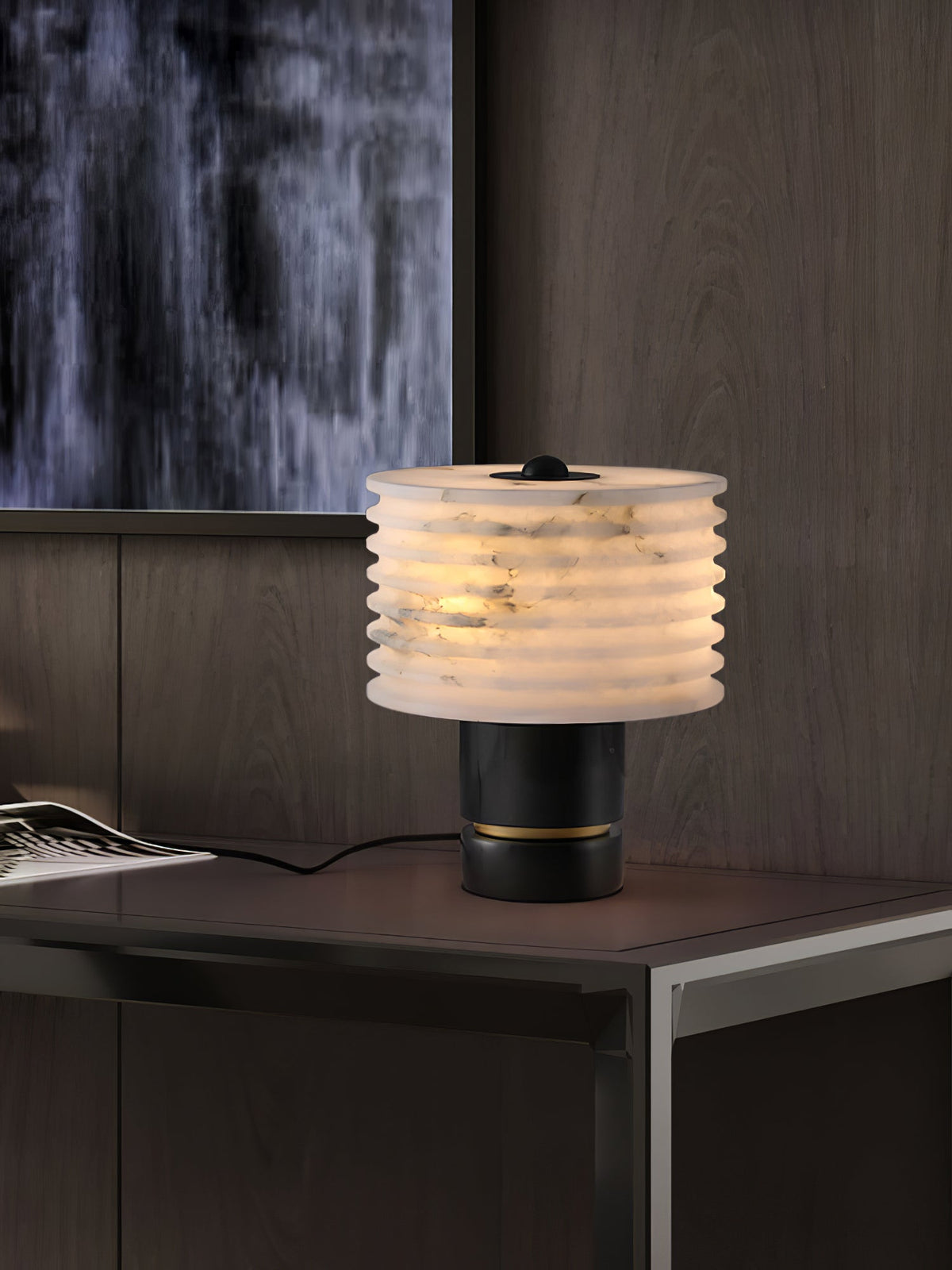 Outela Table Lamp by Tavilume - alabaster small table lamp, view 2