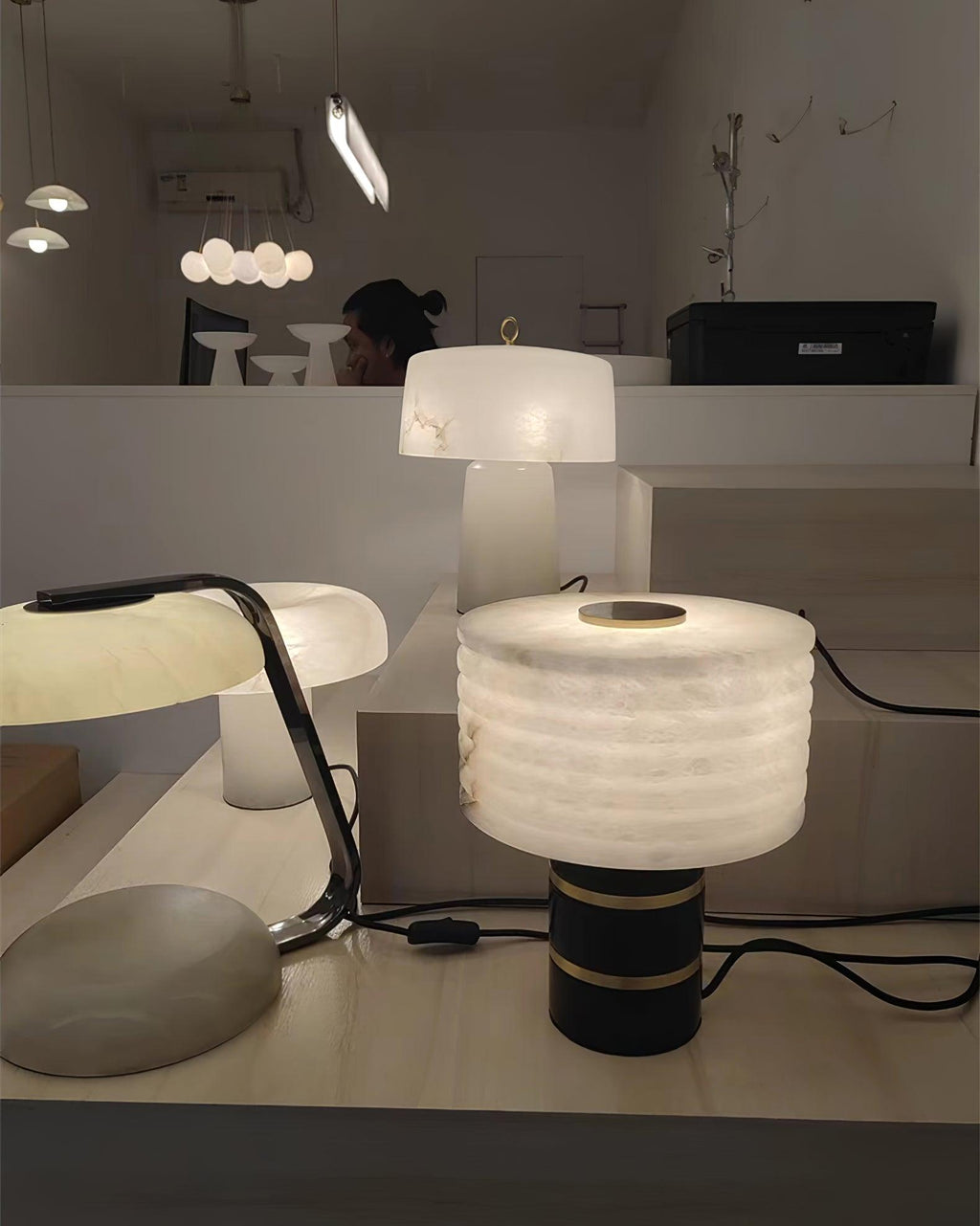 Outela Table Lamp by Tavilume - alabaster small table lamp, view 11