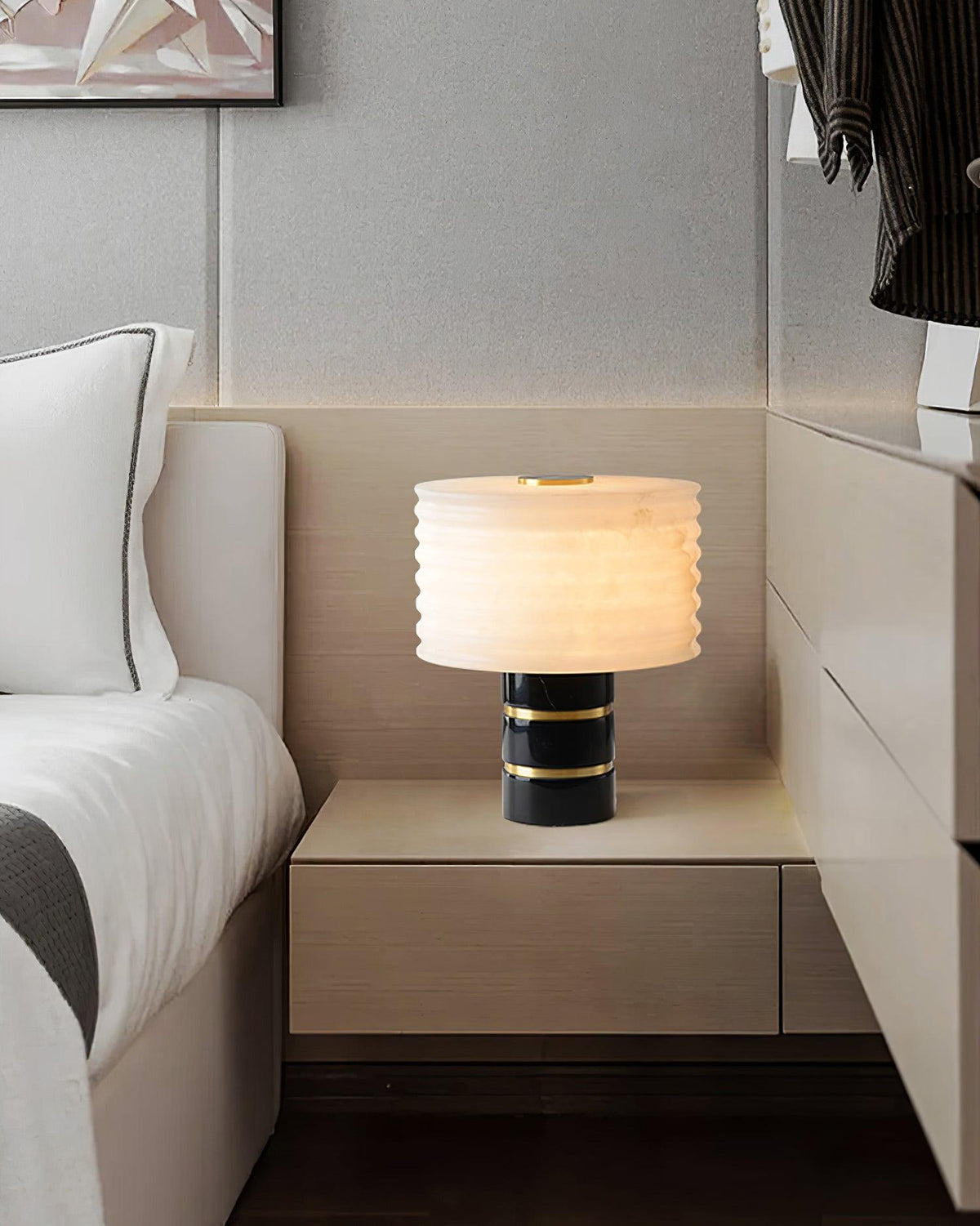 Outela Table Lamp by Tavilume - alabaster small table lamp, view 4