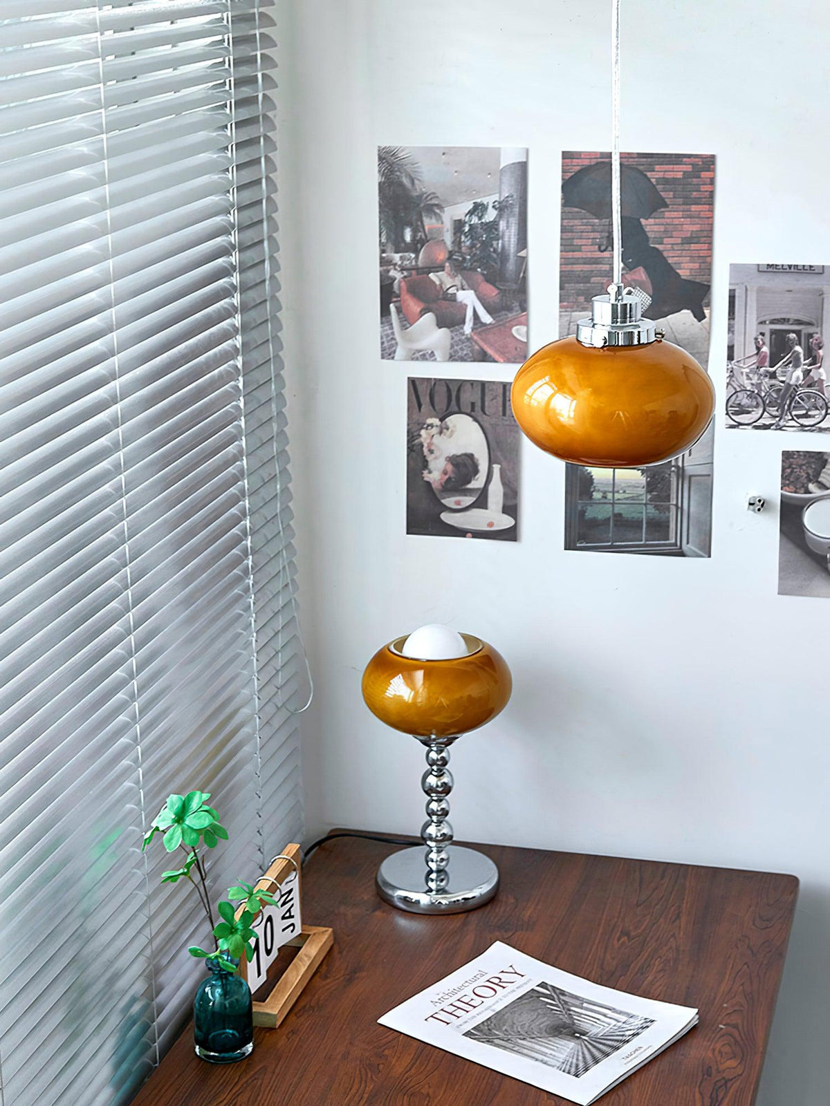 Oval Persimmon Table Lamp by Tavilume - glass small table lamp, view 2