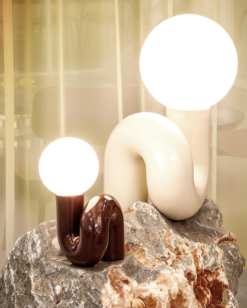 Playful N Shape Table Lamp by Tavilume - glass medium table lamp, view 2