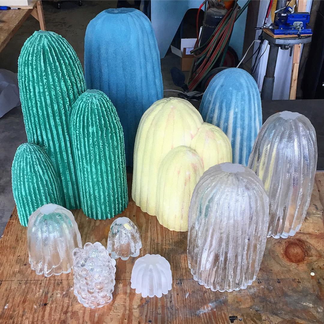 Glass RBS Reading Light Cactus Lamp by Tavilume - glass medium table lamp, view 3