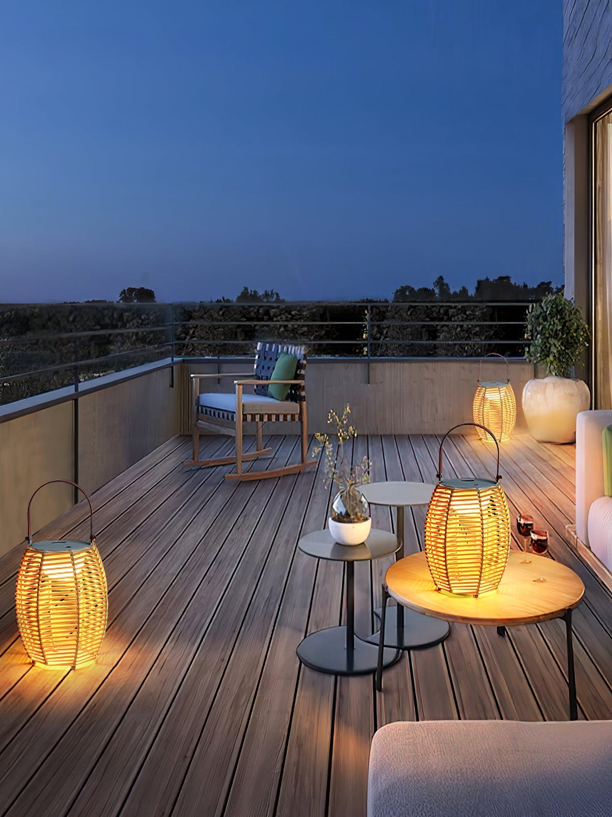 Lantern USB-Powered Table Lamp by Tavilume - rattan small table lamp, view 17