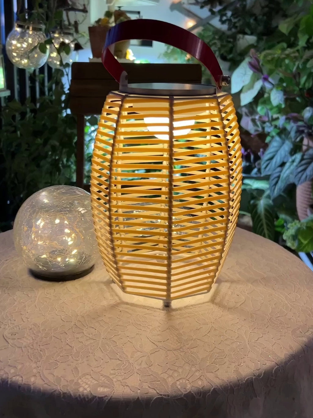 Lantern USB-Powered Table Lamp by Tavilume - rattan small table lamp, view 25