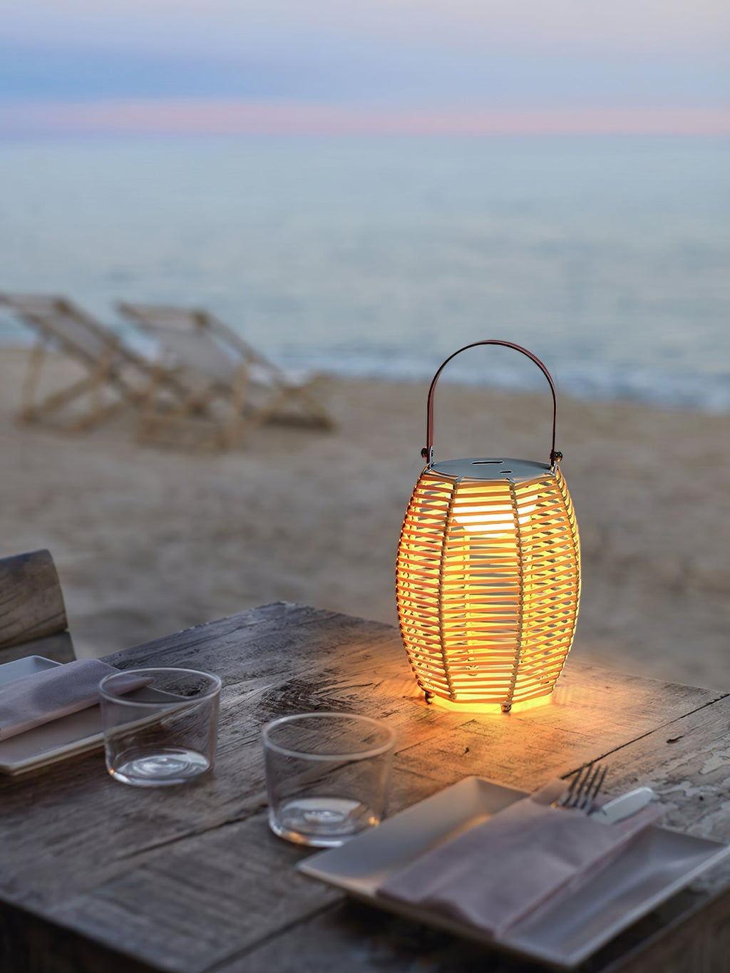 Lantern USB-Powered Table Lamp by Tavilume - rattan small table lamp, view 19