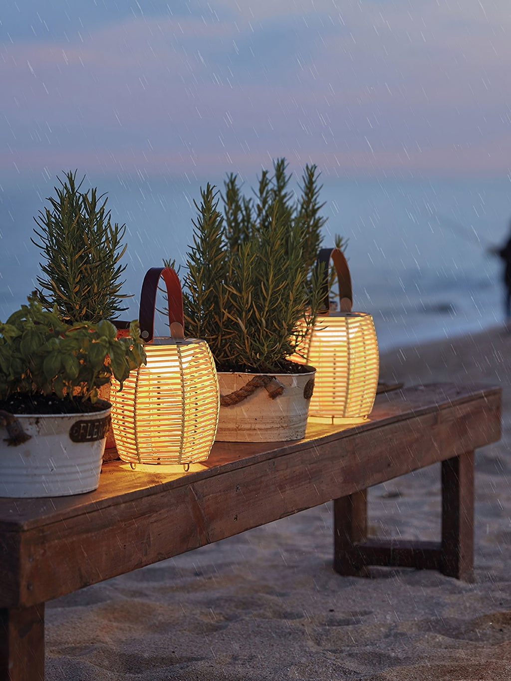 Lantern USB-Powered Table Lamp by Tavilume - rattan small table lamp, view 23