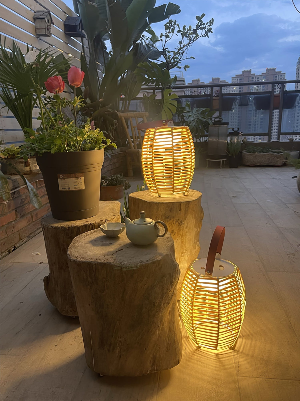 Lantern USB-Powered Table Lamp by Tavilume - rattan small table lamp, view 3