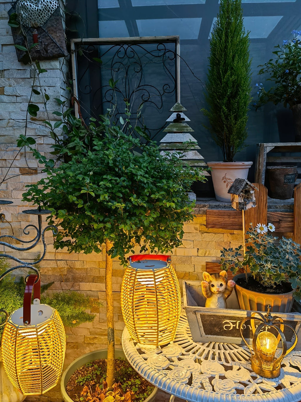 Lantern USB-Powered Table Lamp by Tavilume - rattan small table lamp, view 7